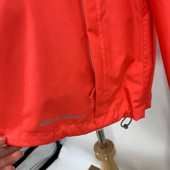 Eddie Bauer Windbreaker Jacket Womens L Large Mesh Lined Zip Up Hidden Hoodie - Picture 5 of 16